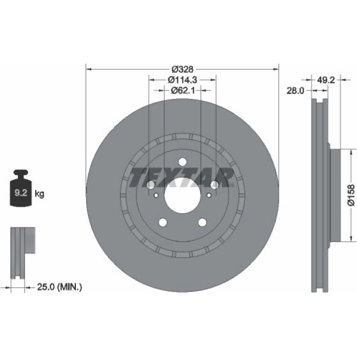 Textar 92259403 Bremsscheibe PRO Textar 92259403 Bremsscheibe PRO