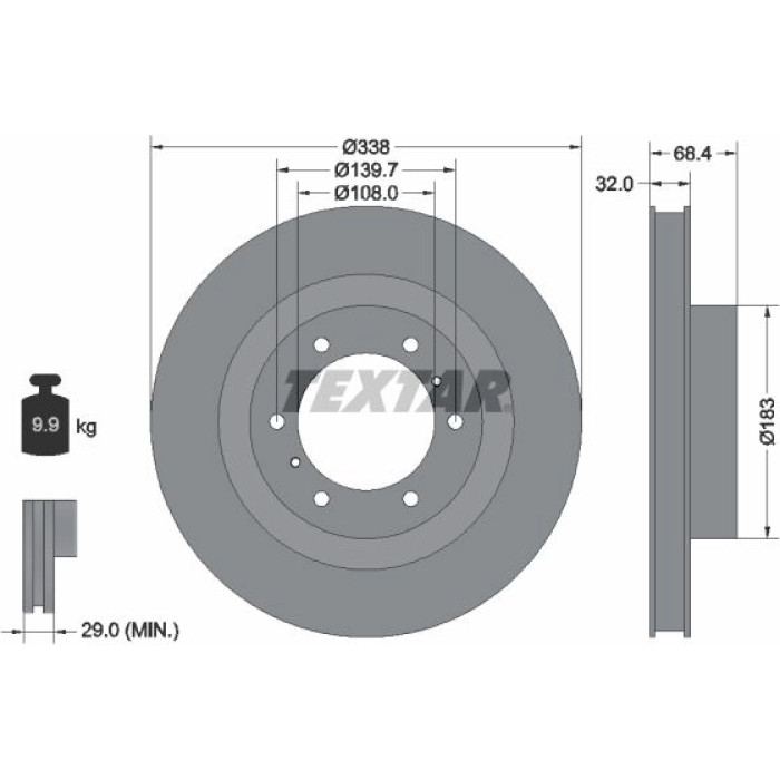 Textar 92223903 Bremsscheibe PRO Textar 92223903 Bremsscheibe PRO