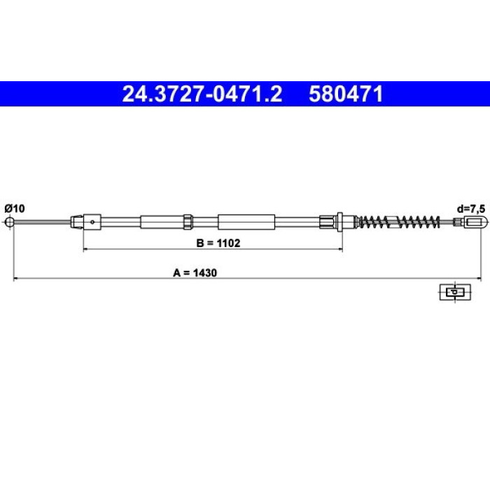 ATE 24.3727-0471.2 Seilzug, Feststellbremse ATE 24.3727-0471.2 Seilzug, Feststellbremse