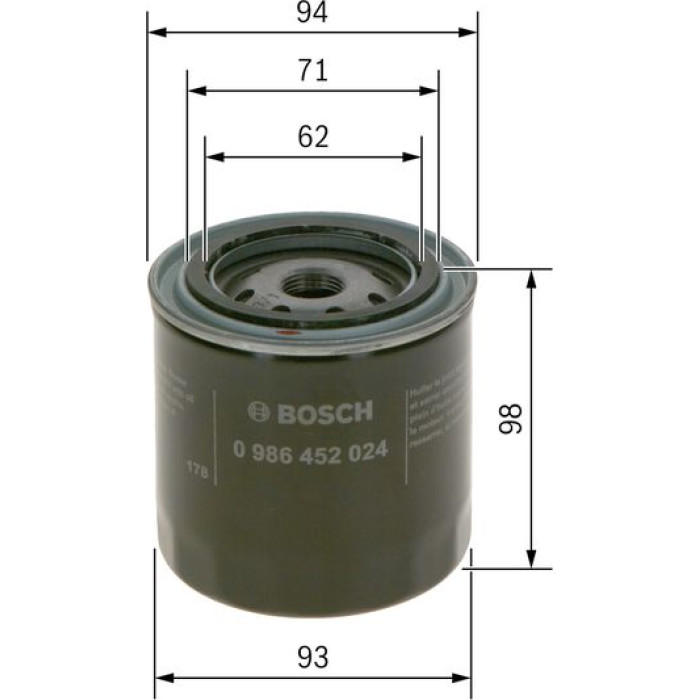 BOSCH 0 986 452 024 Ölfilter
