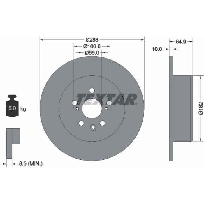Textar 92135903 Bremsscheibe PRO Textar 92135903 Bremsscheibe PRO
