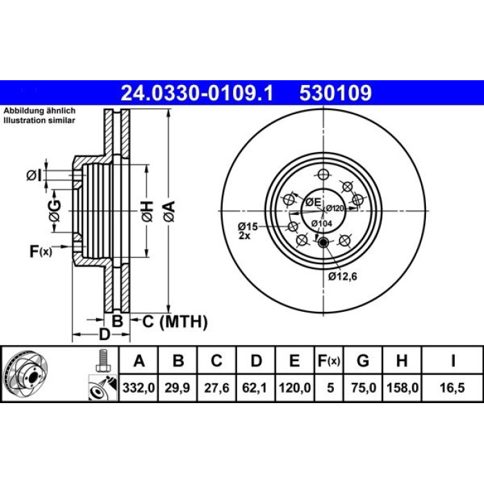 ATE 24.0330-0109.1 Bremsscheibe PowerDisc ATE 24.0330-0109.1 Bremsscheibe PowerDisc