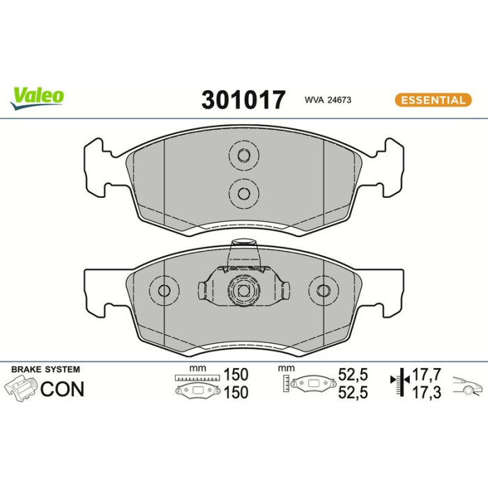 Valeo 301017 Bremsbelagsatz, Scheibenbremse ESSENTIAL Valeo 301017 Bremsbelagsatz, Scheibenbremse ESSENTIAL