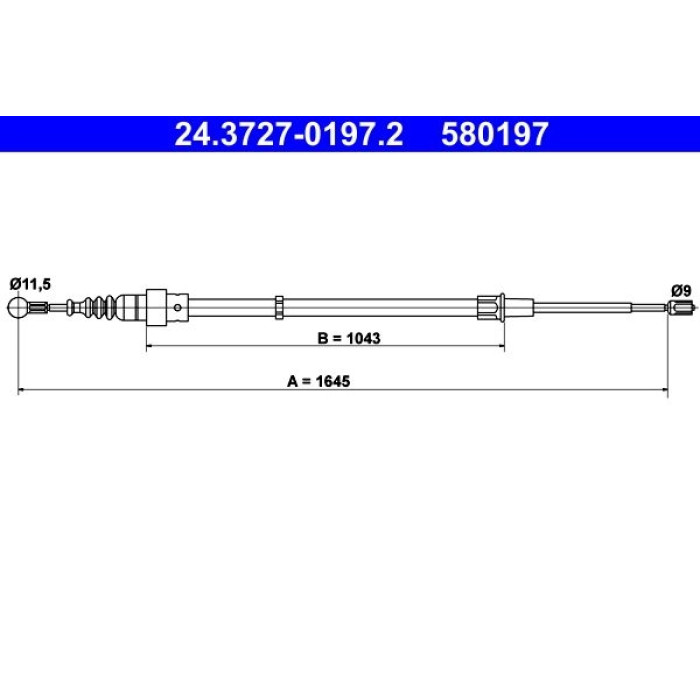 ATE 24.3727-0197.2 Seilzug, Feststellbremse ATE 24.3727-0197.2 Seilzug, Feststellbremse