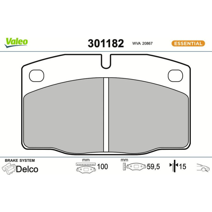 Valeo 301182 Bremsbelagsatz, Scheibenbremse ESSENTIAL