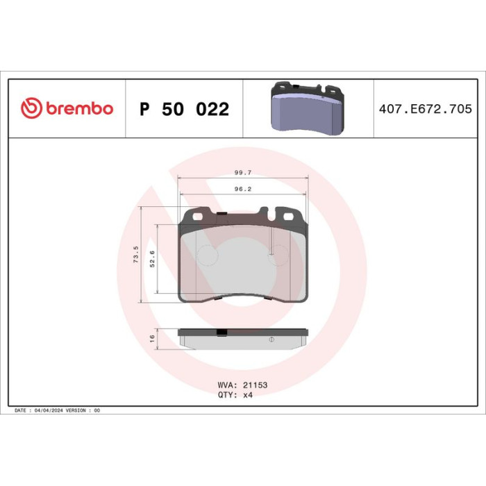 Brembo P 50 022 Bremsbelagsatz, Scheibenbremse PRIME LINE Brembo P 50 022 Bremsbelagsatz, Scheibenbremse PRIME LINE