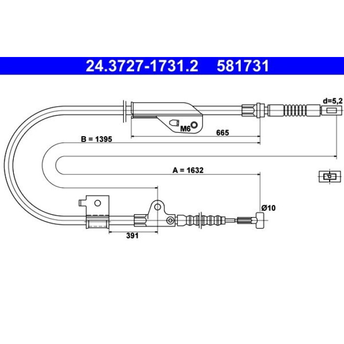 ATE 24.3727-1731.2 Seilzug, Feststellbremse ATE 24.3727-1731.2 Seilzug, Feststellbremse