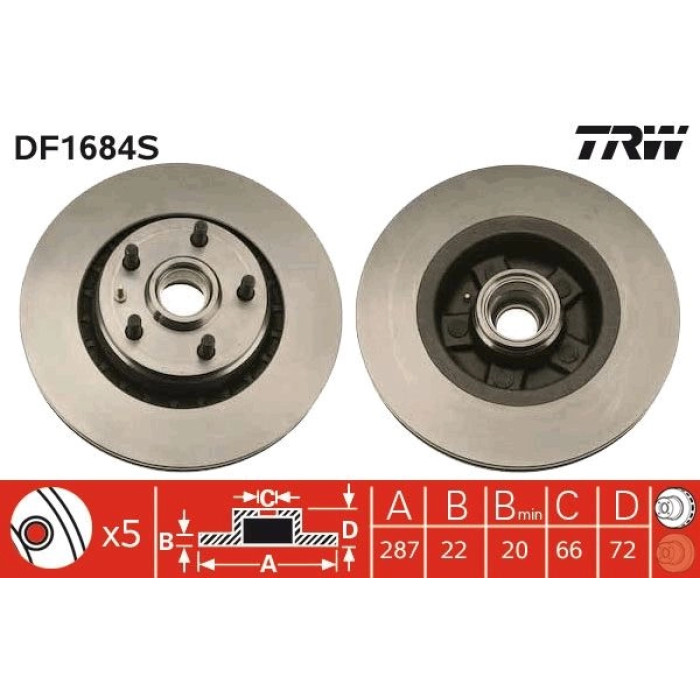 TRW DF1684S Bremsscheibe SINGLE