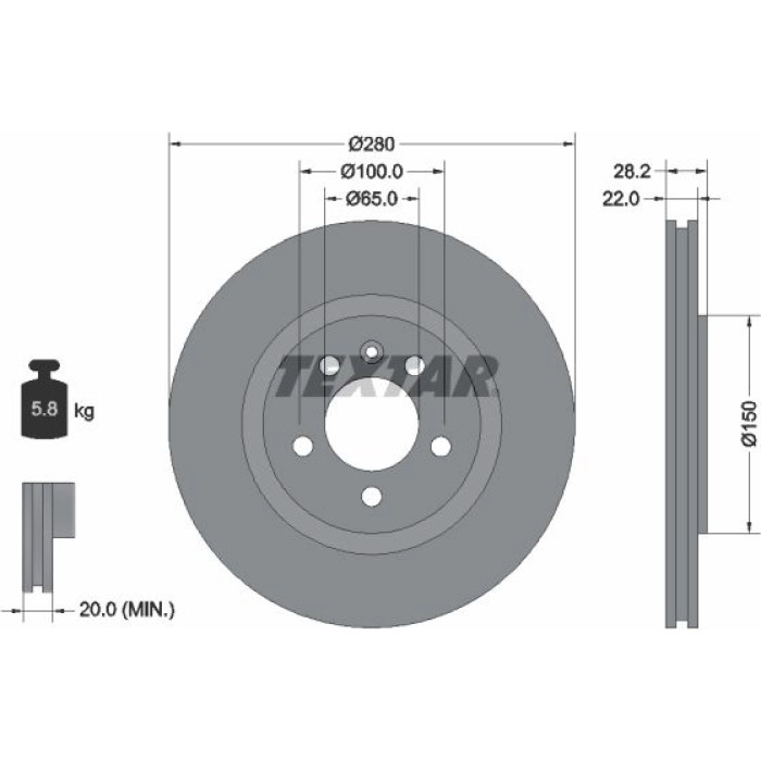 Textar 92057100 Bremsscheibe Textar 92057100 Bremsscheibe