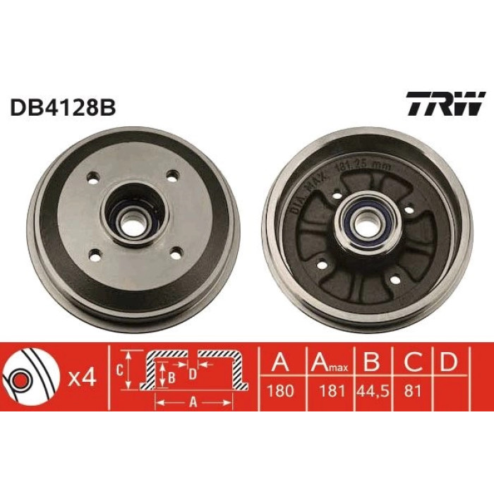 TRW DB4128B Bremstrommel TRW DB4128B Bremstrommel