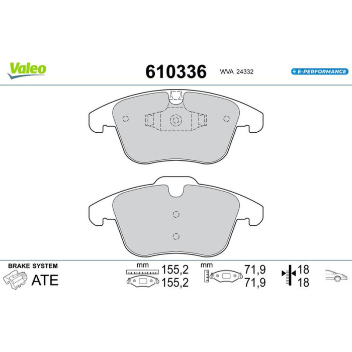Valeo 610336 Bremsbelagsatz, Scheibenbremse E-PERFORMANCE Valeo 610336 Bremsbelagsatz, Scheibenbremse E-PERFORMANCE
