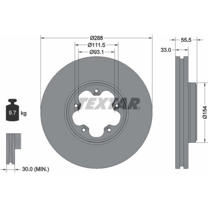 Textar 93260603 Bremsscheibe PRO Textar 93260603 Bremsscheibe PRO