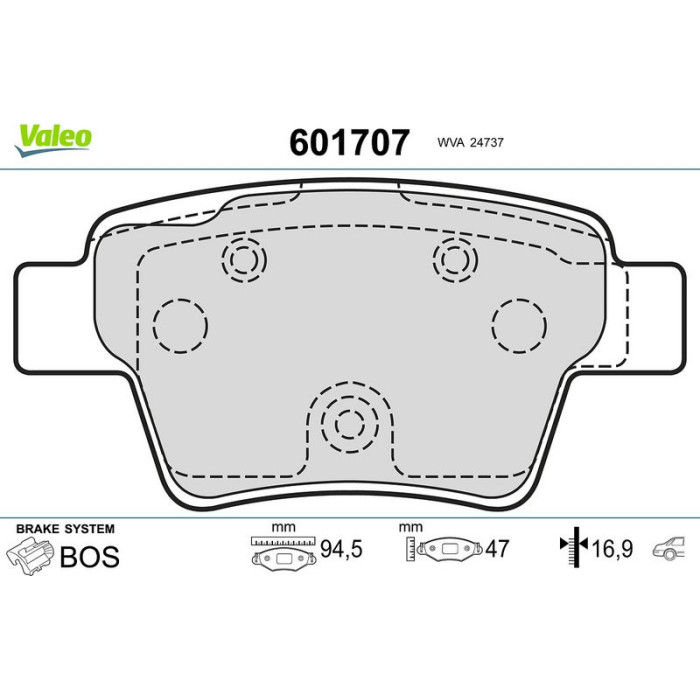 Valeo 601707 Bremsbelagsatz, Scheibenbremse Valeo 601707 Bremsbelagsatz, Scheibenbremse