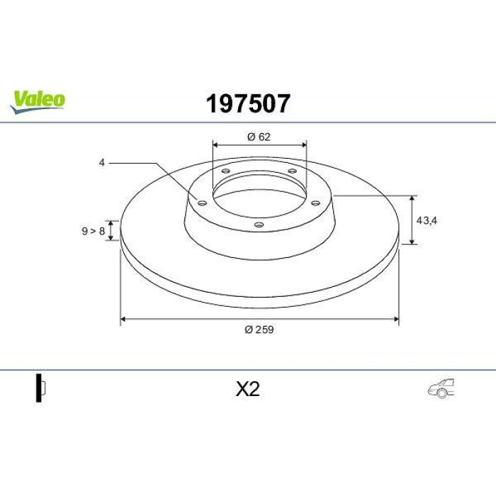 Valeo 197507 Bremsscheibe Valeo 197507 Bremsscheibe