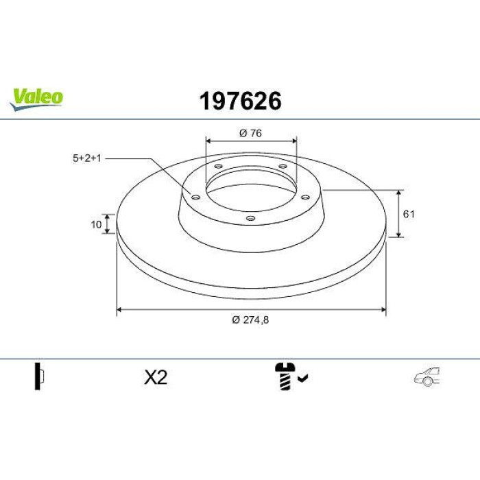 Valeo 197626 Bremsscheibe Valeo 197626 Bremsscheibe