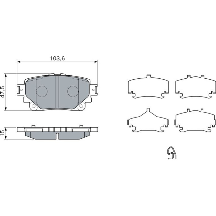 BOSCH 0 986 460 043 Bremsbelagsatz, Scheibenbremse