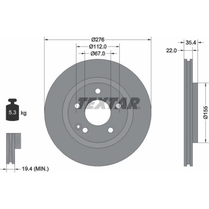 Textar 92099603 Bremsscheibe PRO