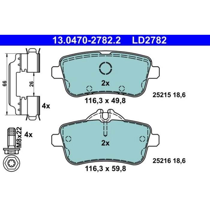 ATE 13.0470-2782.2 Bremsbelagsatz, Scheibenbremse Ceramic ATE 13.0470-2782.2 Bremsbelagsatz, Scheibenbremse Ceramic