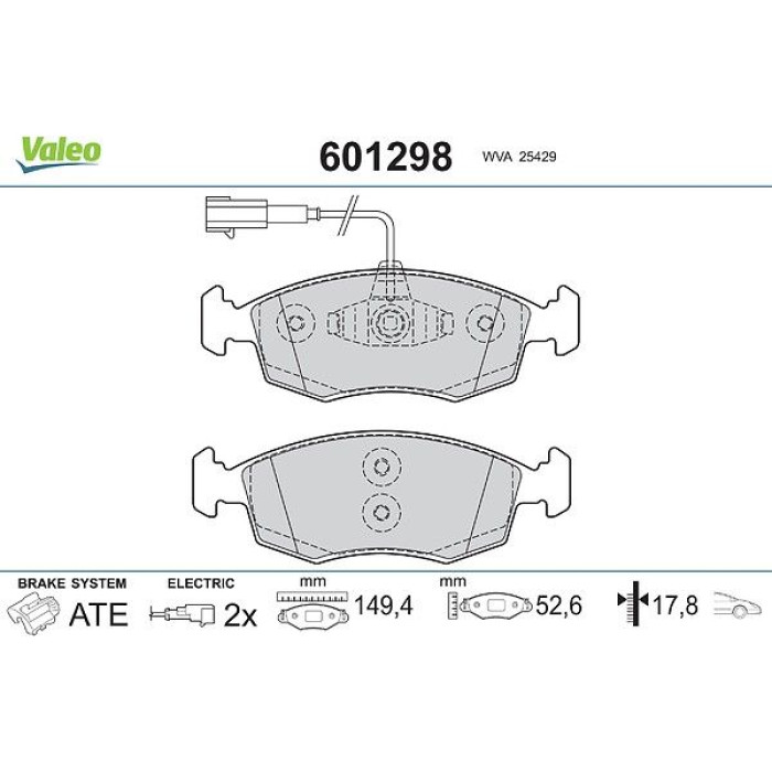 Valeo 601298 Bremsbelagsatz, Scheibenbremse Valeo 601298 Bremsbelagsatz, Scheibenbremse