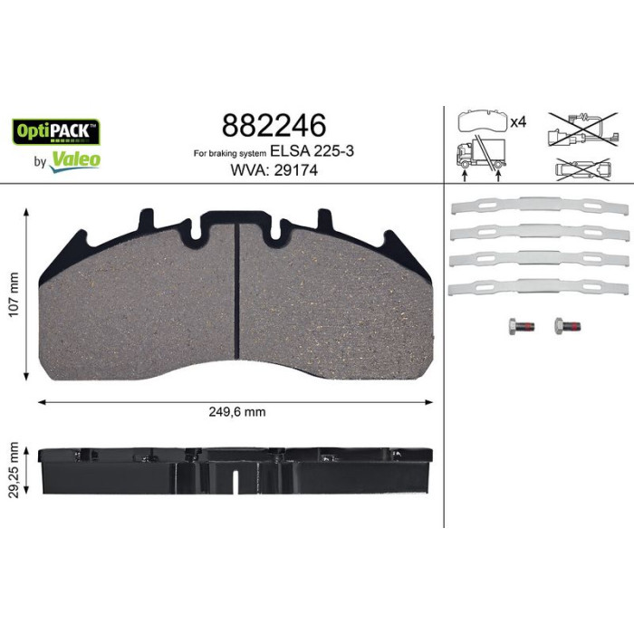 Valeo 882246 Bremsbelagsatz, Scheibenbremse OPTIPACK