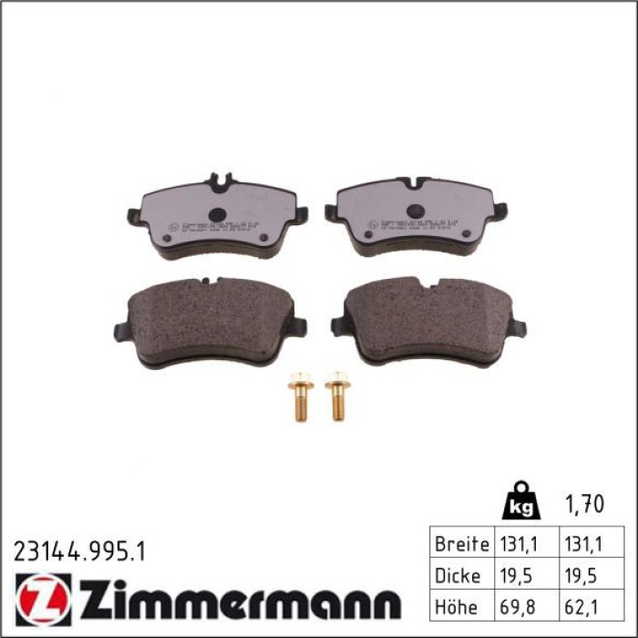 Zimmermann 23144.995.1 Bremsbelagsatz, Scheibenbremse rd:z