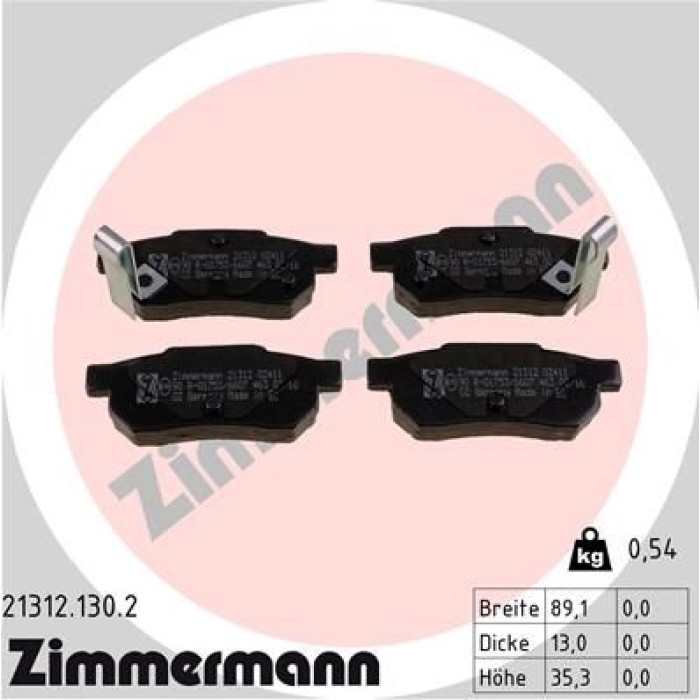 Zimmermann 21312.130.2 Bremsbelagsatz, Scheibenbremse