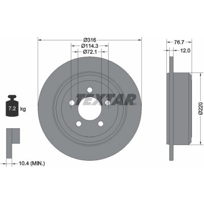 Textar 92202703 Bremsscheibe PRO Textar 92202703 Bremsscheibe PRO
