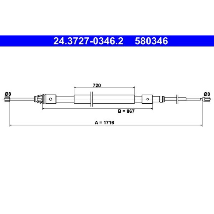 ATE 24.3727-0346.2 Seilzug, Feststellbremse ATE 24.3727-0346.2 Seilzug, Feststellbremse