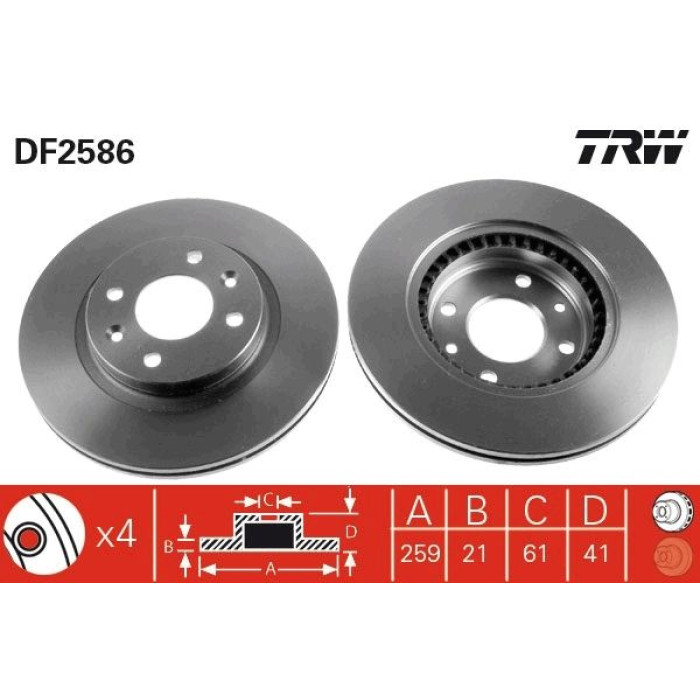 TRW DF2586 Bremsscheibe TRW DF2586 Bremsscheibe