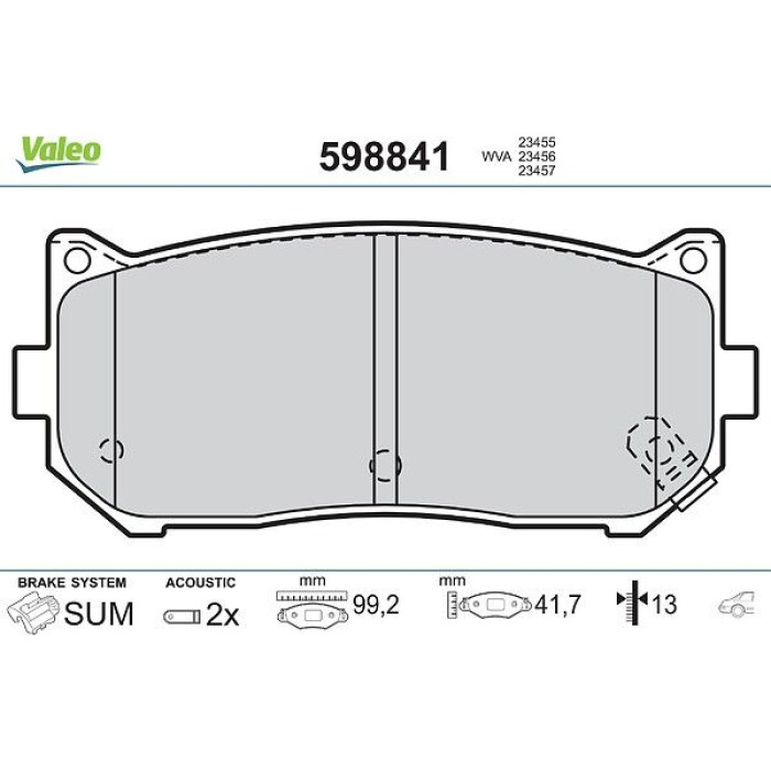 Valeo 598841 Bremsbelagsatz, Scheibenbremse