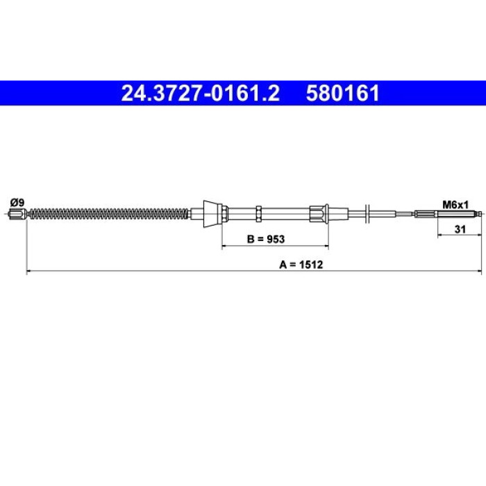 ATE 24.3727-0161.2 Seilzug, Feststellbremse ATE 24.3727-0161.2 Seilzug, Feststellbremse