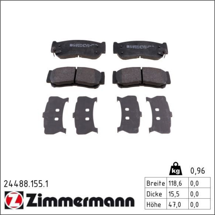 Zimmermann 24488.155.1 Bremsbelagsatz, Scheibenbremse Zimmermann 24488.155.1 Bremsbelagsatz, Scheibenbremse