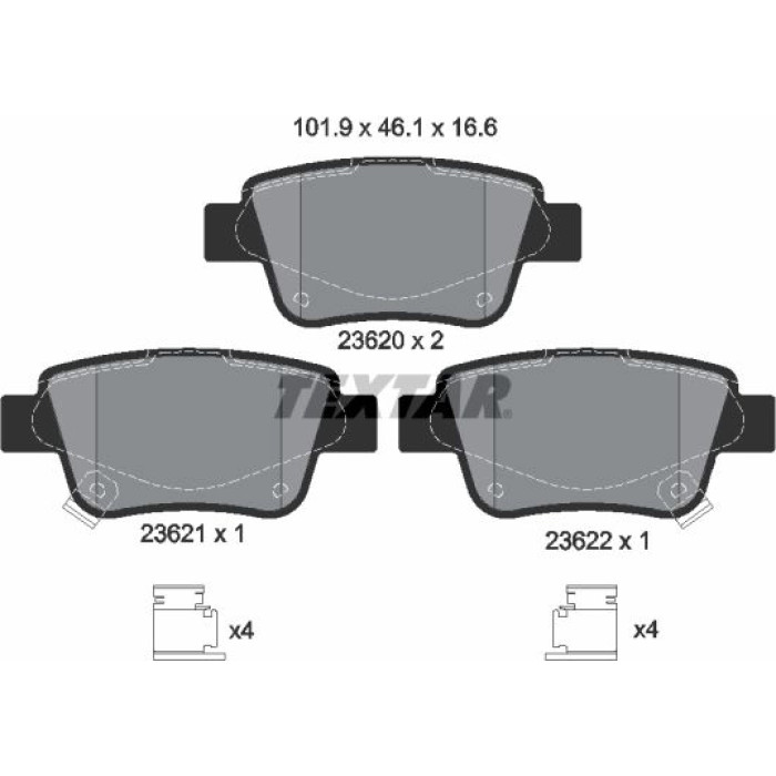 Textar 2362002 Bremsbelagsatz, Scheibenbremse Q+ Textar 2362002 Bremsbelagsatz, Scheibenbremse Q+