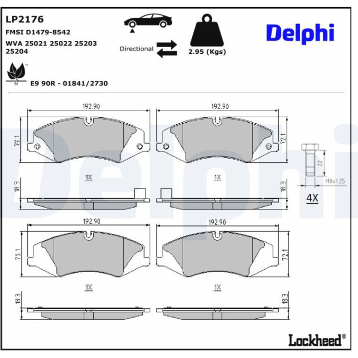 Delphi LP2176 Bremsbelagsatz, Scheibenbremse