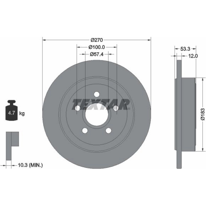 Textar 92277903 Bremsscheibe PRO Textar 92277903 Bremsscheibe PRO
