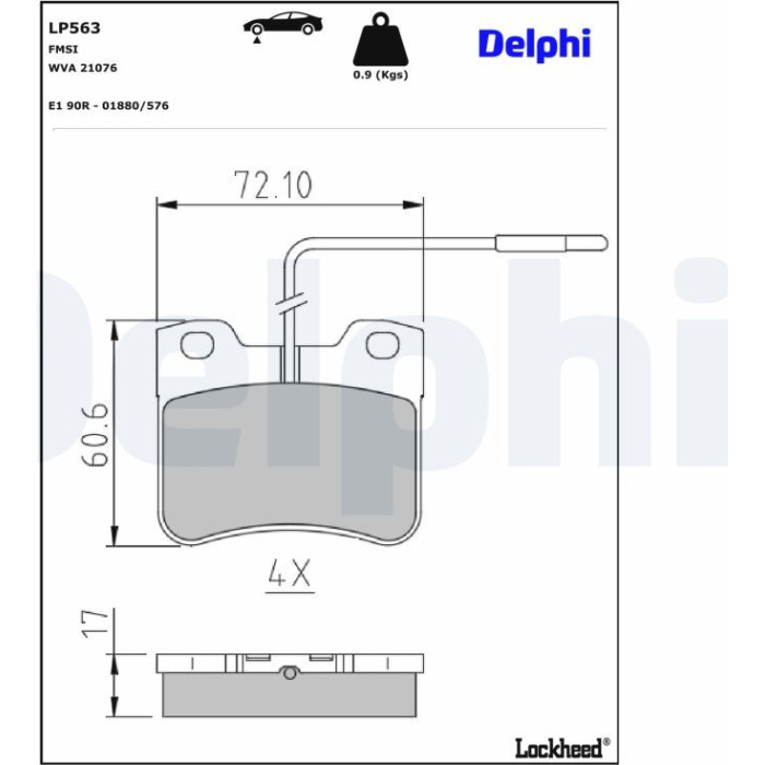 Delphi LP563 Bremsbelagsatz, Scheibenbremse Delphi LP563 Bremsbelagsatz, Scheibenbremse