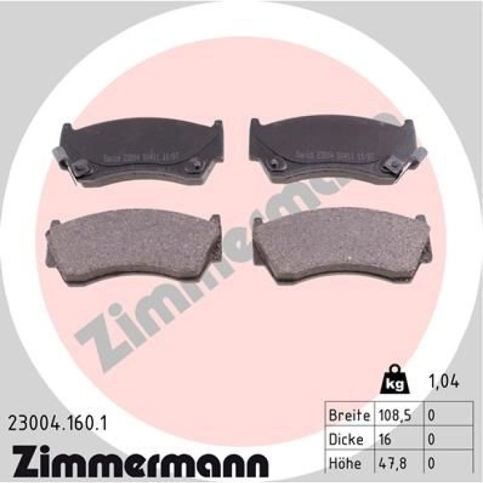 Zimmermann 23004.160.1 Bremsbelagsatz, Scheibenbremse Zimmermann 23004.160.1 Bremsbelagsatz, Scheibenbremse