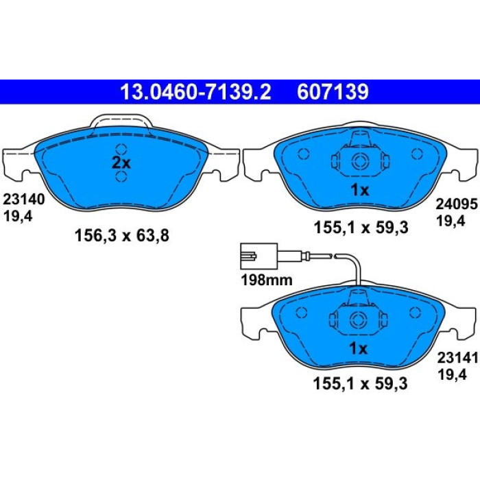 ATE 13.0460-7139.2 Bremsbelagsatz, Scheibenbremse ATE 13.0460-7139.2 Bremsbelagsatz, Scheibenbremse