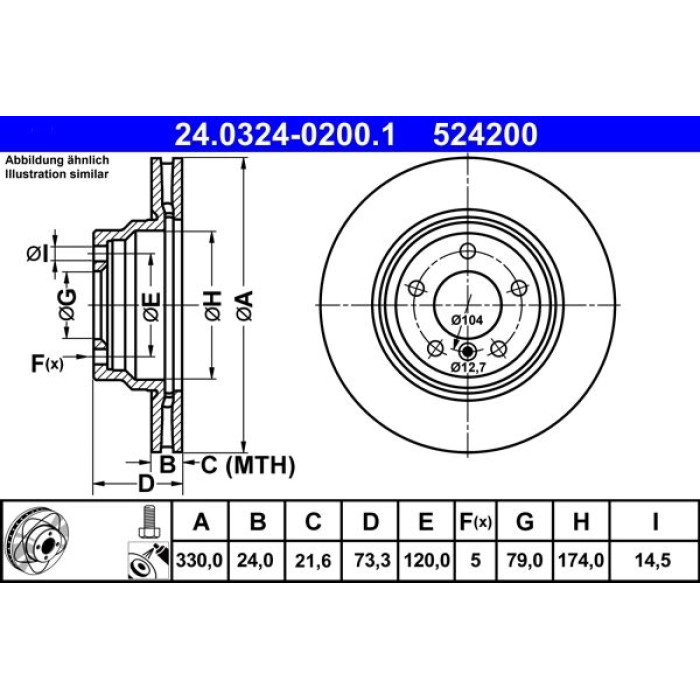 ATE 24.0324-0200.1 Bremsscheibe PowerDisc
