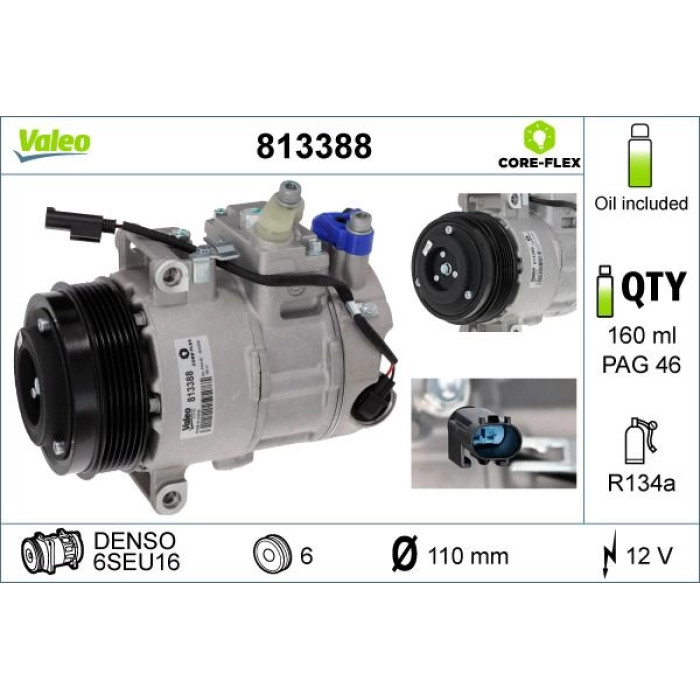 Valeo 813388 Kompressor, Klimaanlage CORE-FLEX Valeo 813388 Kompressor, Klimaanlage CORE-FLEX