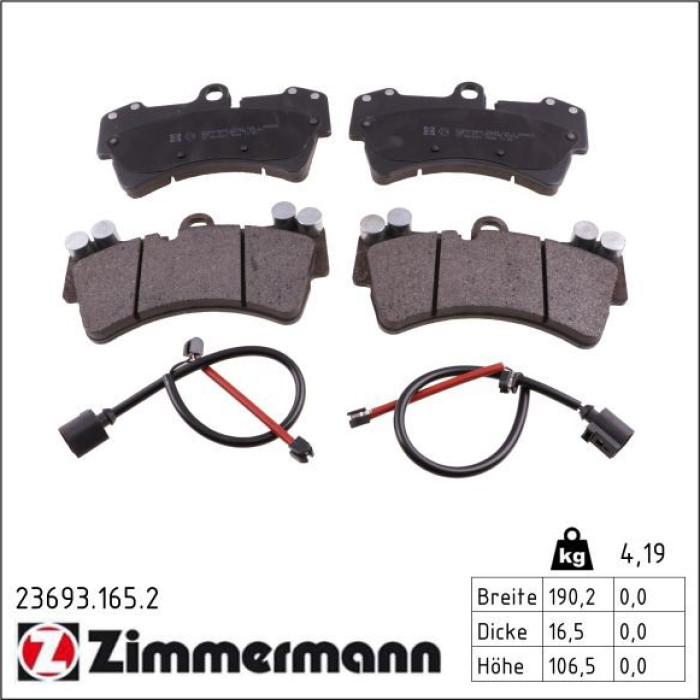Zimmermann 23693.165.2 Bremsbelagsatz, Scheibenbremse Zimmermann 23693.165.2 Bremsbelagsatz, Scheibenbremse