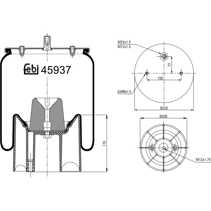 FEBI BILSTEIN 45937 Federbalg, Luftfederung FEBI BILSTEIN 45937 Federbalg, Luftfederung