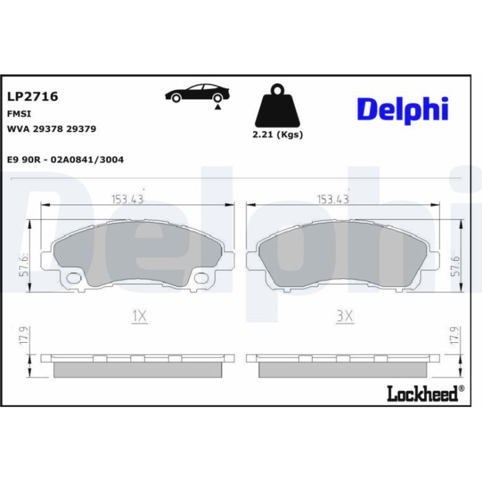 Delphi LP2716 Bremsbelagsatz, Scheibenbremse