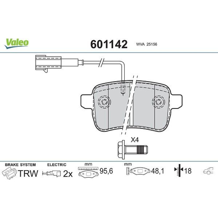 Valeo 601142 Bremsbelagsatz, Scheibenbremse Valeo 601142 Bremsbelagsatz, Scheibenbremse