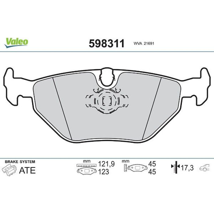 Valeo 598311 Bremsbelagsatz, Scheibenbremse Valeo 598311 Bremsbelagsatz, Scheibenbremse