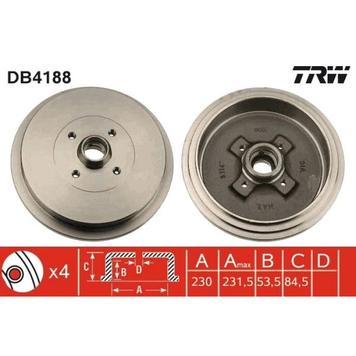TRW DB4188 Bremstrommel TRW DB4188 Bremstrommel