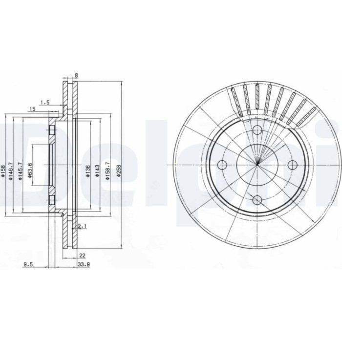 Delphi BG3359C Bremsscheibe Delphi BG3359C Bremsscheibe