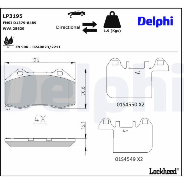 Delphi LP3195 Bremsbelagsatz, Scheibenbremse