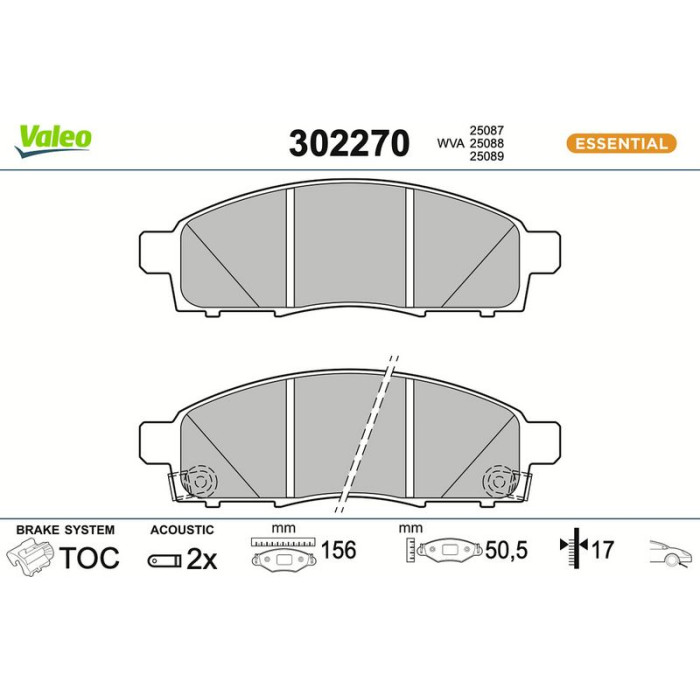 Valeo 302270 Bremsbelagsatz, Scheibenbremse ESSENTIAL Valeo 302270 Bremsbelagsatz, Scheibenbremse ESSENTIAL