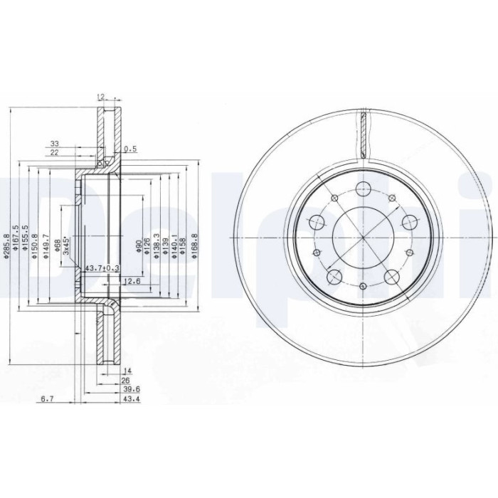 Delphi BG3513C Bremsscheibe Delphi BG3513C Bremsscheibe